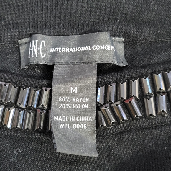 INC Womens Black Beads Round Neck Long Sleeve Sweater. Color black Size Medium - Picture 2 of 3